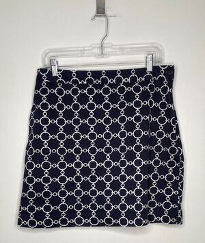 EP Pro Blue & White Nautical Chain Skort Size 10 Cotton Blend Golf/Resort Wear